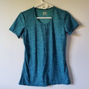 32 Degreez cool (Medium blue green mix with dark blue lines shirt)